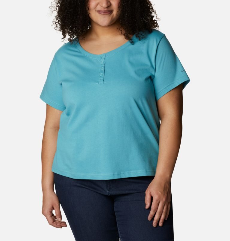 Tricouri Columbia Sapphire Point Henley Dama Turcoaz | Plus Size ZK1SZ79A0